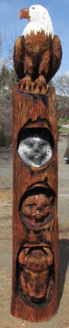 Eagle, Wolf, Bear and Buffalo Totem Pole