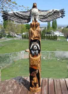 Eagle, Wolf, Bear and Buffalo Totem Pole